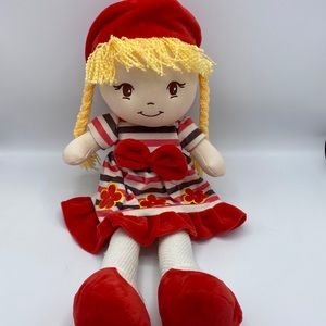 Linzy Toys Plush Rag Doll Blond Braids Dress 20”‎